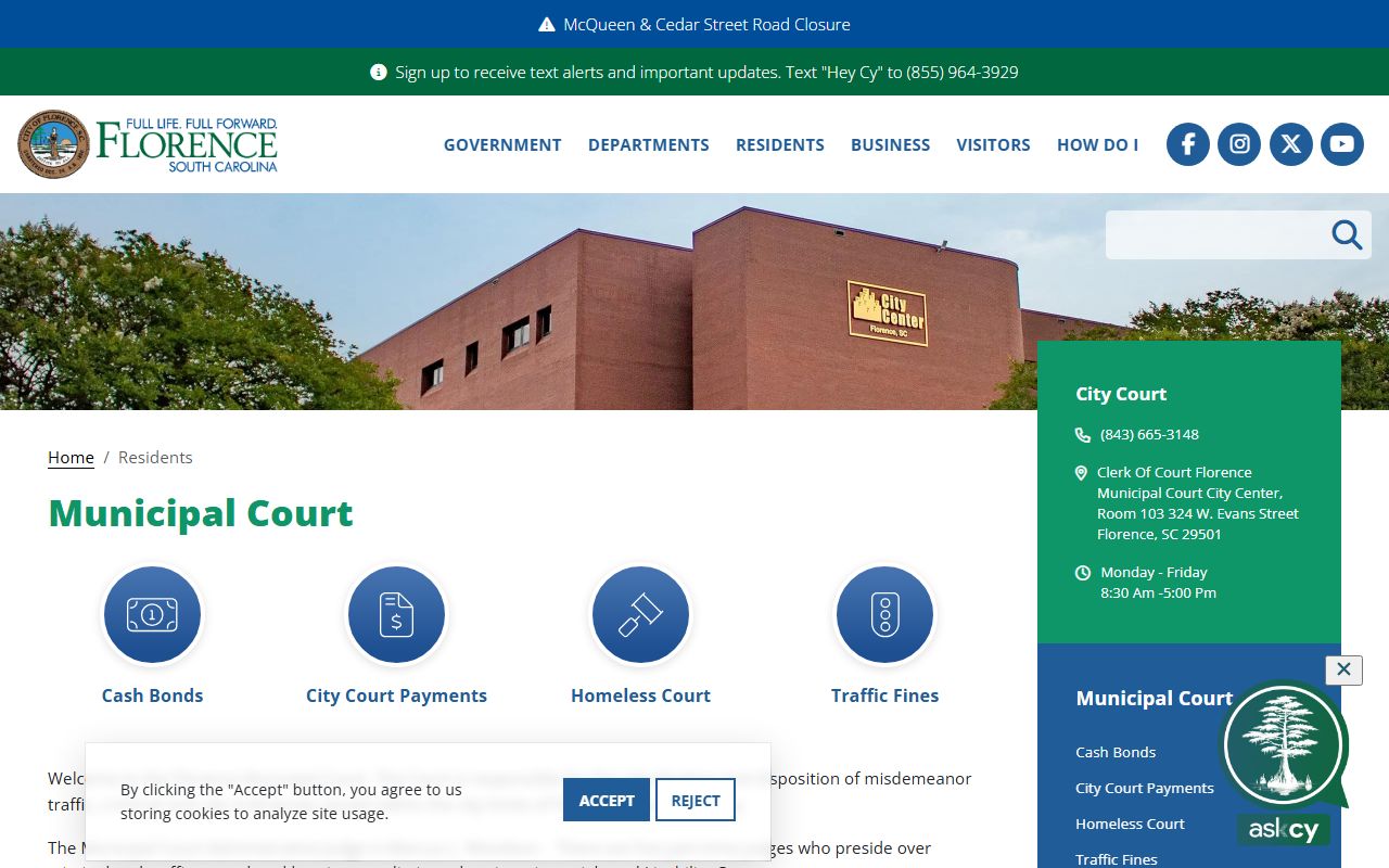 Florence Municipal Court resources related to Florence death index and public records