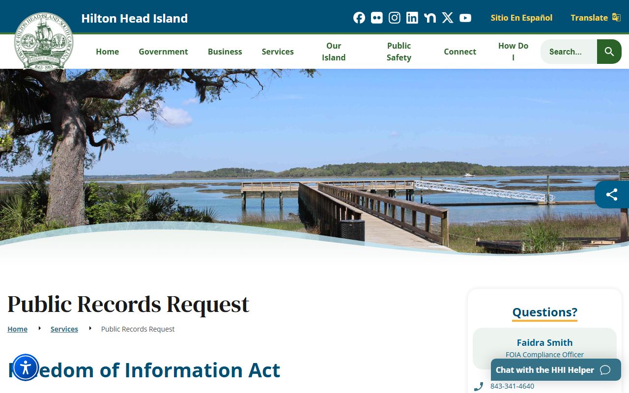 Hilton Head Island Death Index FOIA services