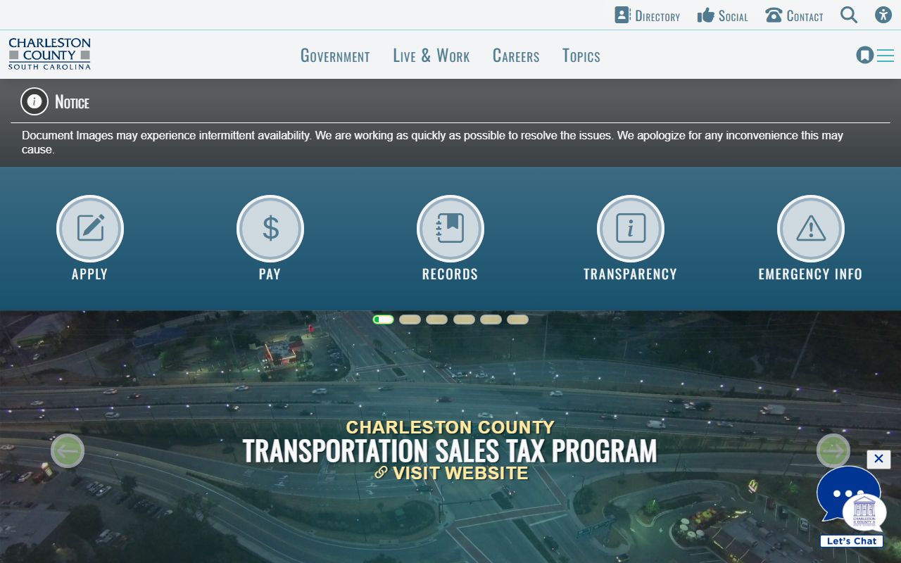 Charleston County government portal for death index resources