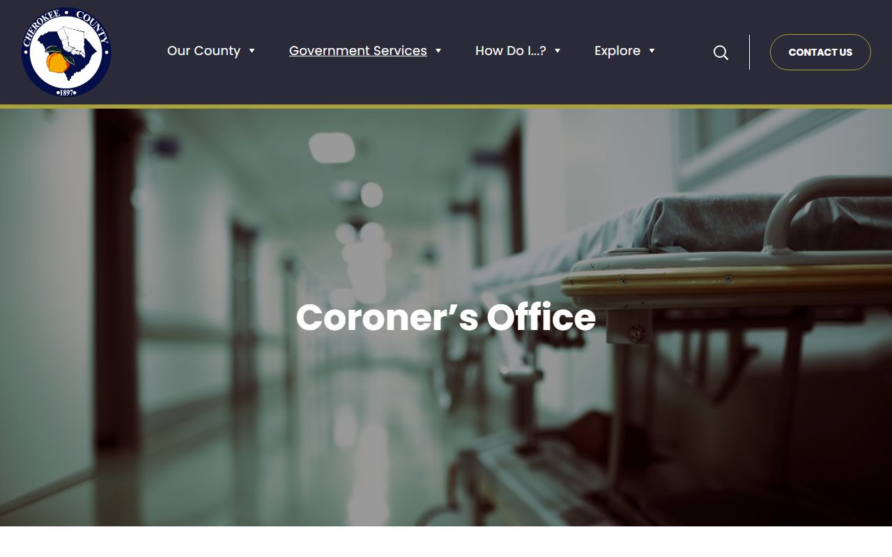 Cherokee County Coroner Office for death index and death investigations