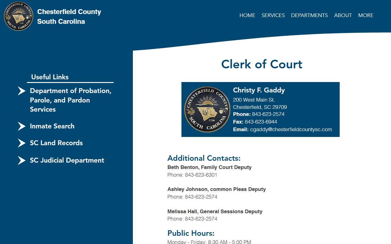 Chesterfield County Clerk of Court for death-related court records