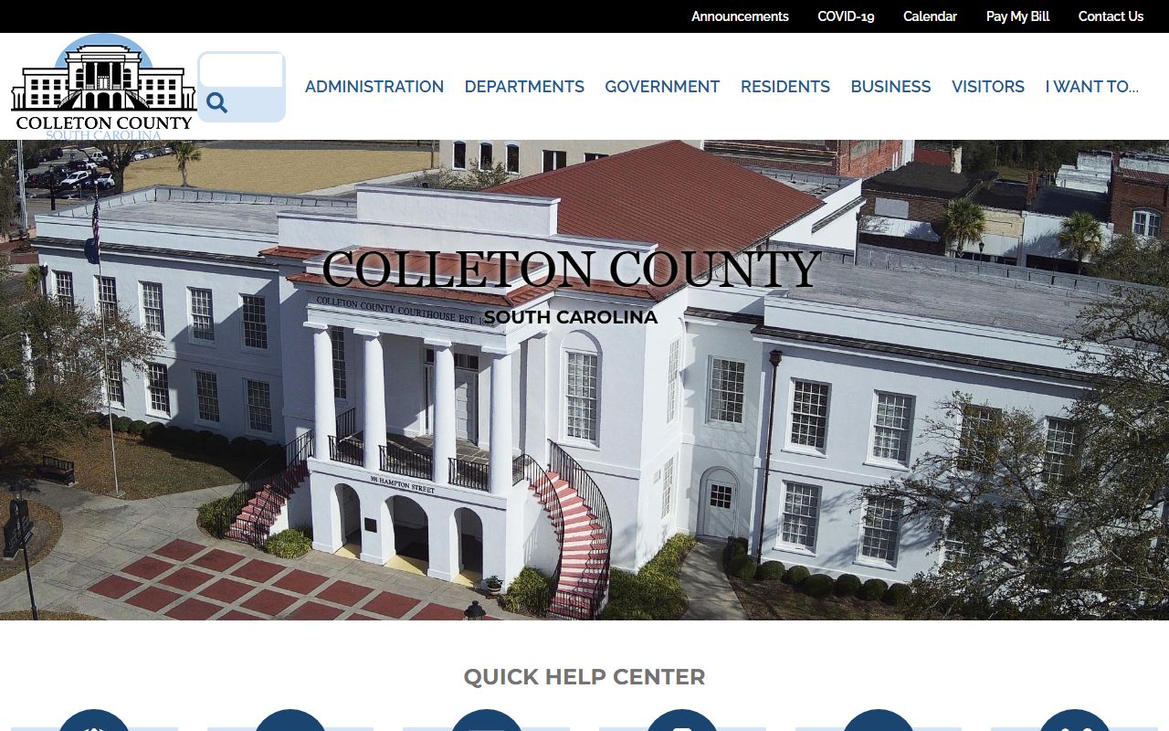 Colleton County government portal for death index and vital records access