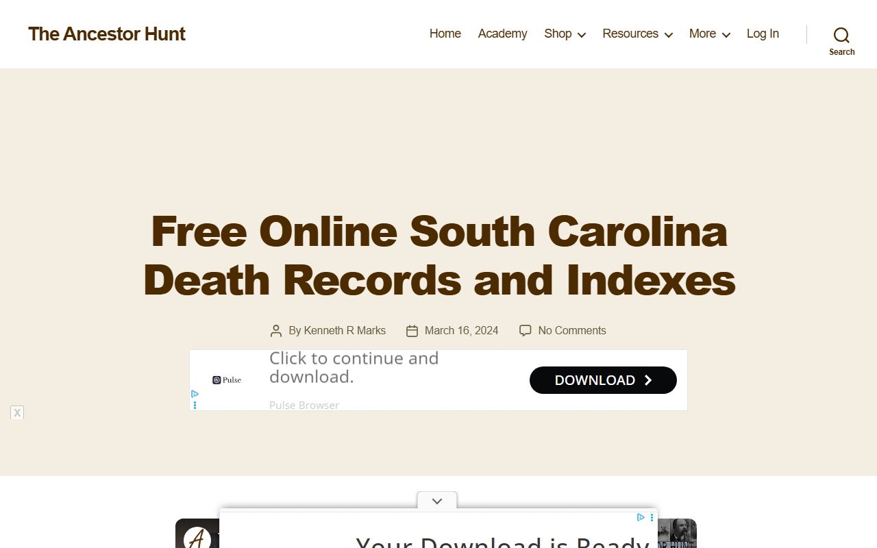 Darlington County Death Index free online indexes and genealogy resources