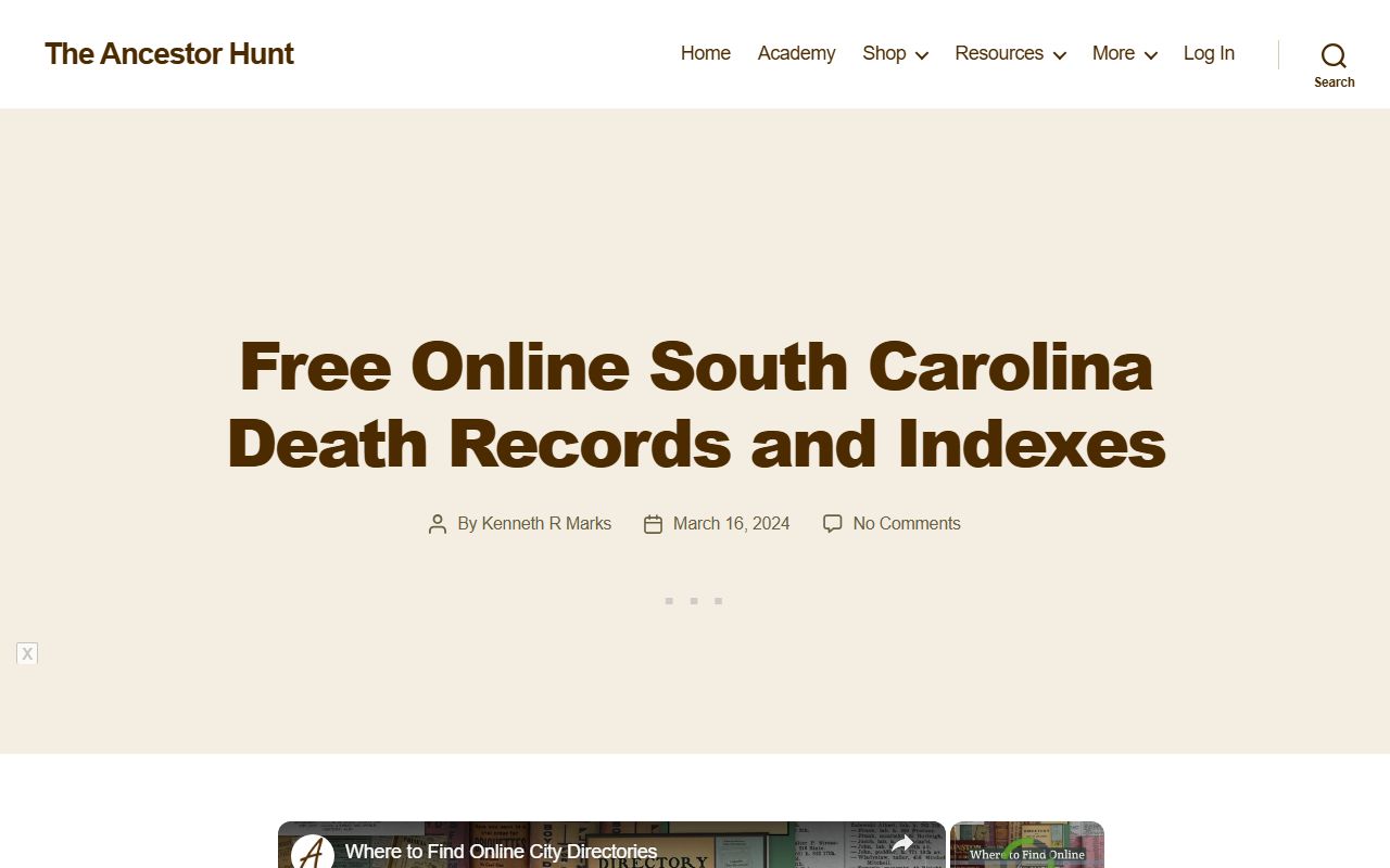 Dillon County Death Index free online collections at Ancestor Hunt