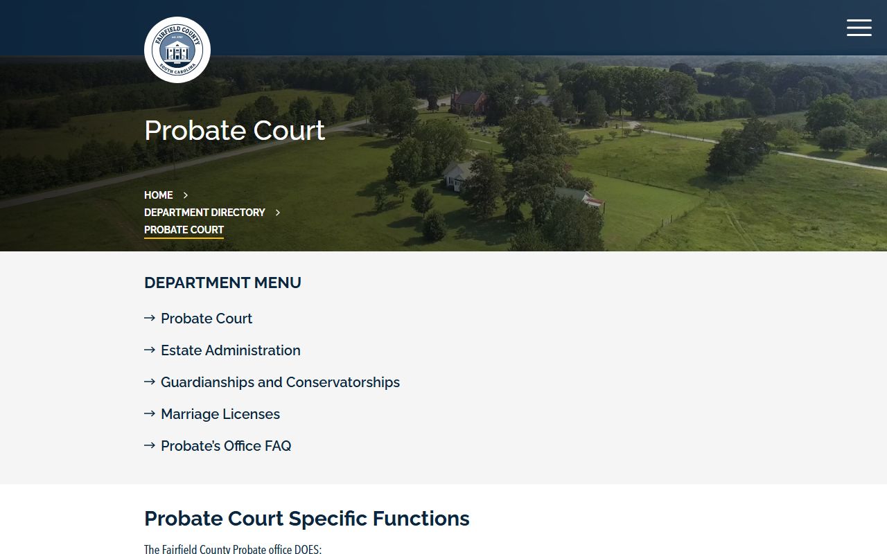 Fairfield County Probate Court for death records and estate filings
