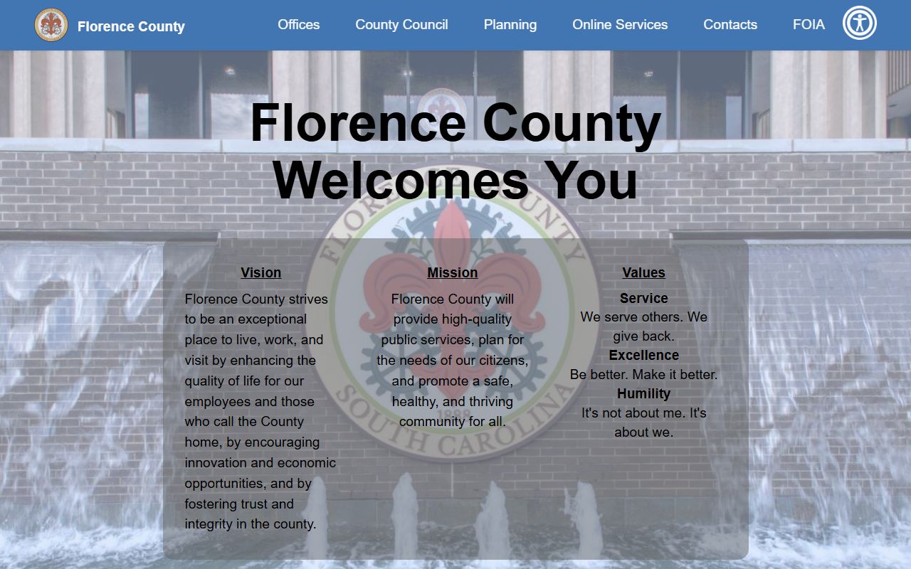 Florence County government portal for death index and records