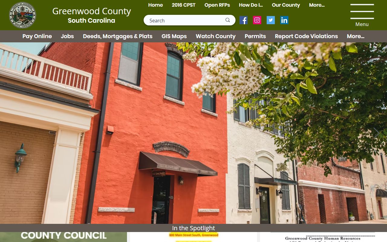Greenwood County government portal for death index access