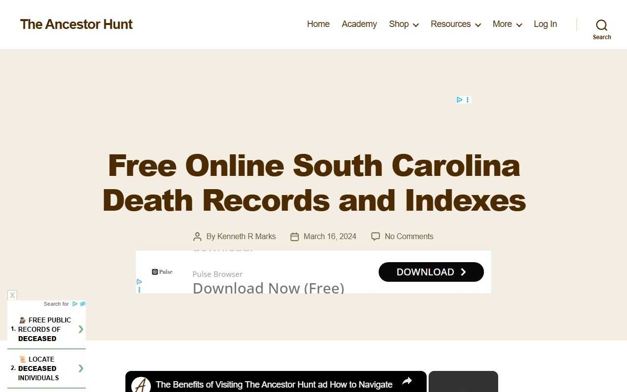 Kershaw County death indexes for online genealogy searching