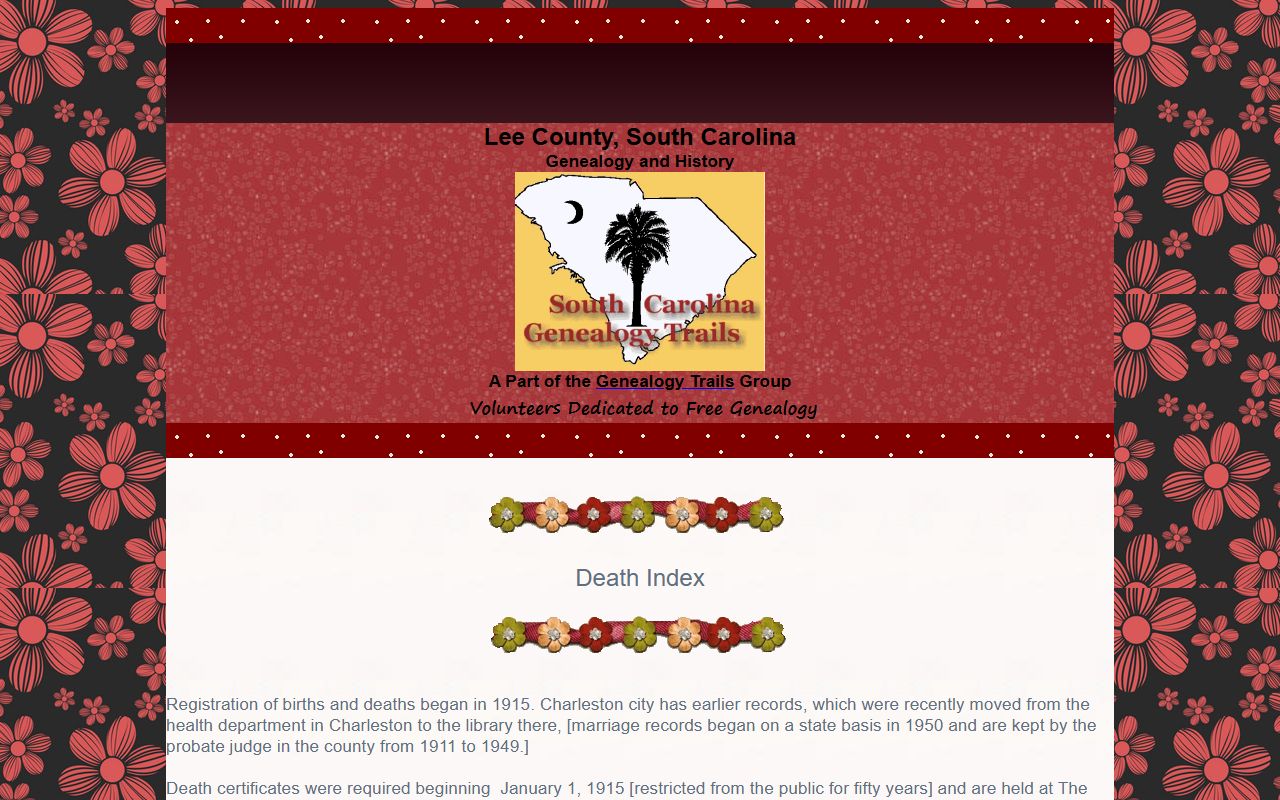 Lee County genealogy death records and historical index resources