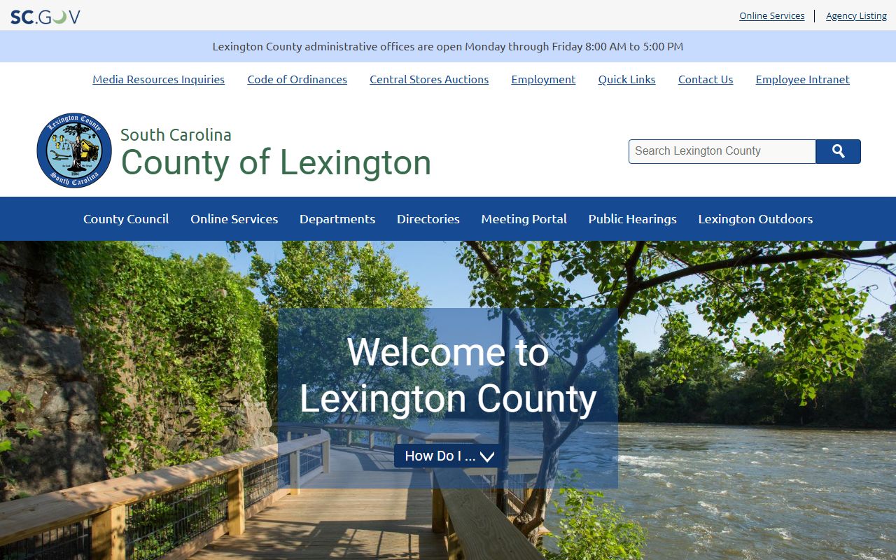 Lexington County government portal for death index and records