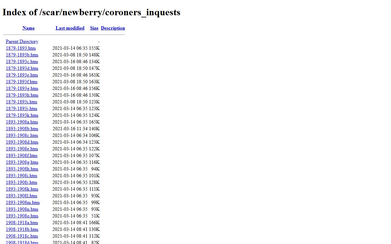 Newberry County historical coroner inquest records for death index research