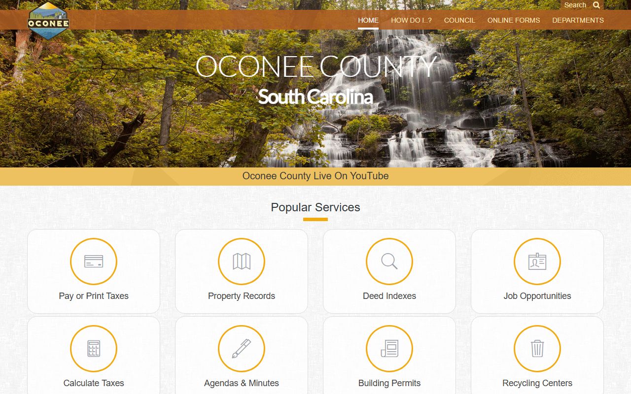 Oconee County government portal for death index resources