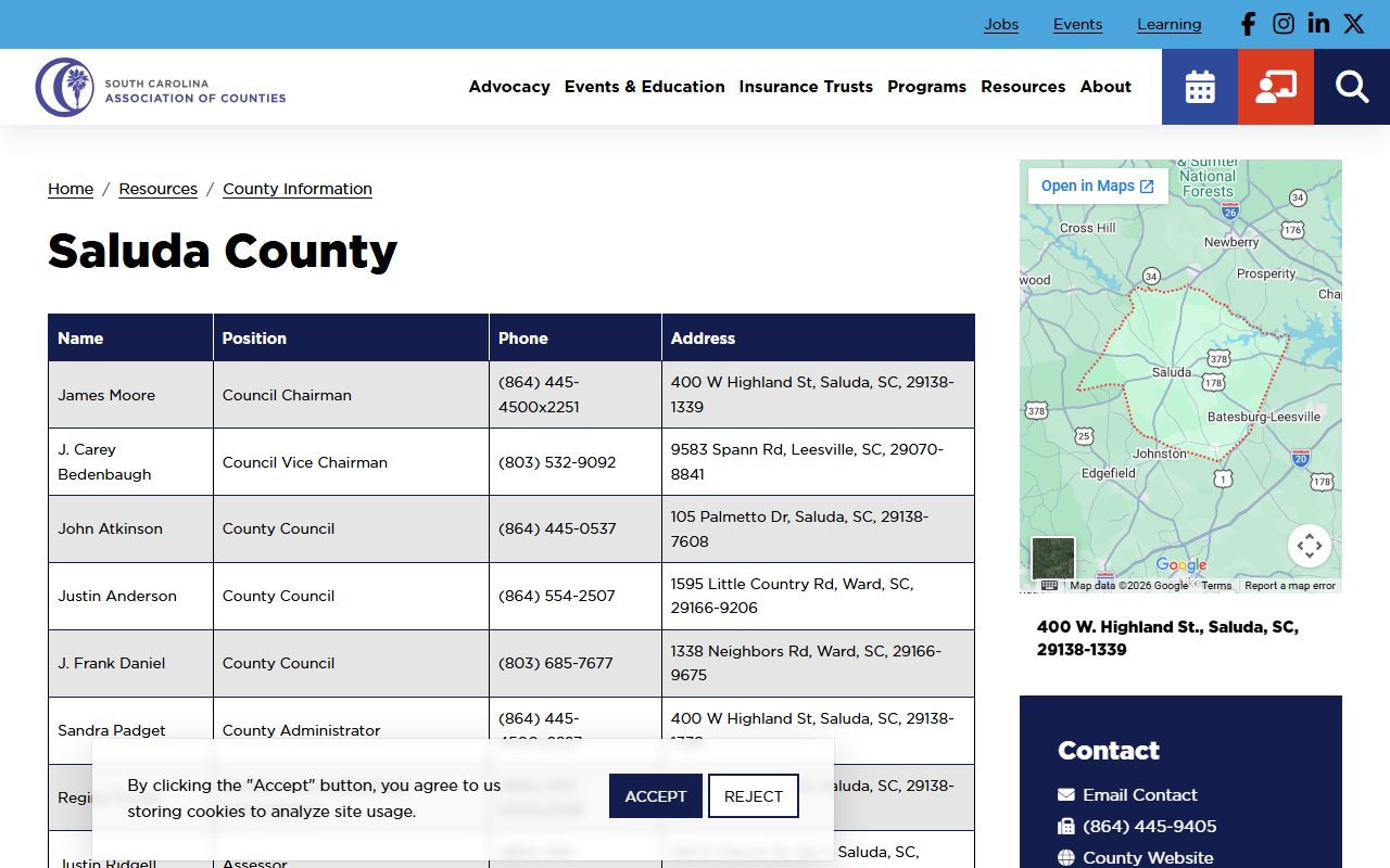Saluda County directory for death index and coroner contact