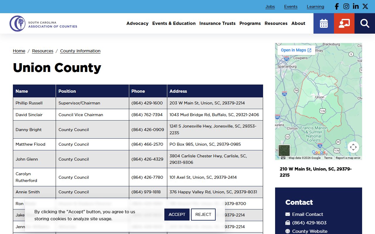 Union County directory for death index and coroner contact